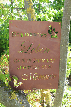 Gedichttafel, glückliches Leben