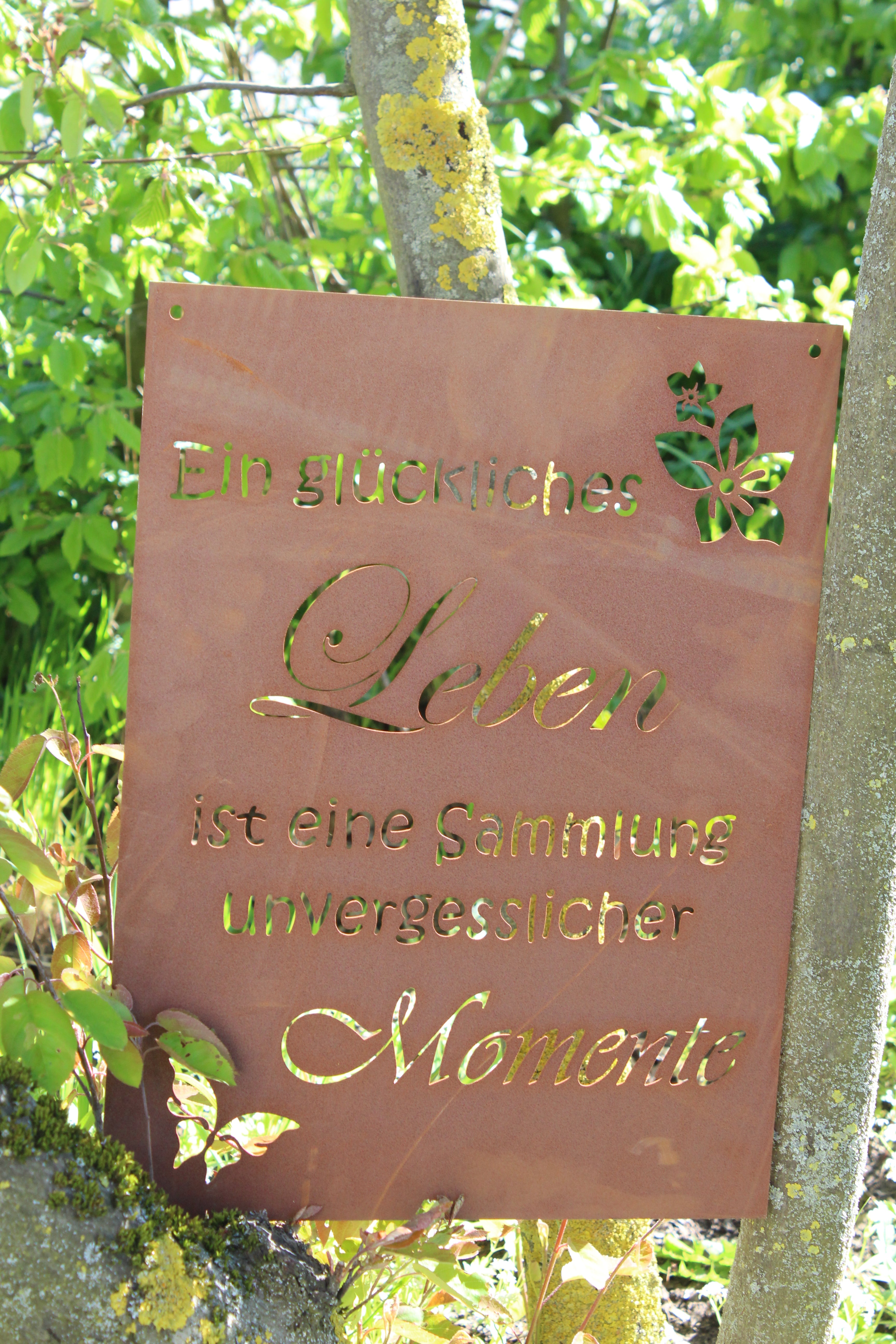 Gedichttafel, glückliches Leben
