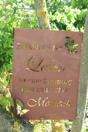 Gedichttafel, glückliches Leben