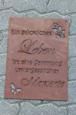 Gedichttafel, glückliches Leben
