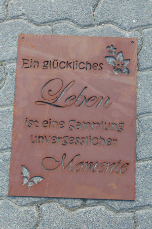Gedichttafel, glückliches Leben
