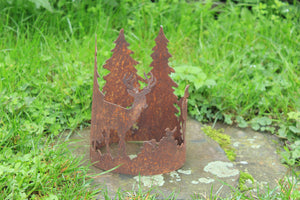 Forest Ring mit Waldszene Hirsch und Reh