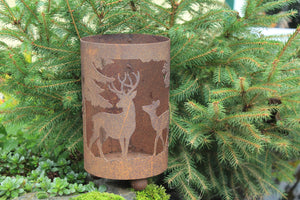 Forest Windlicht mit Hirsch und Reh